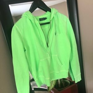 Neon Green Polo zip-up hoodie